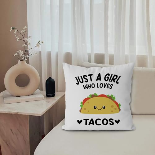 Funny Taco Pillow Cover 18x18 | Flannel Cushion Case for Home