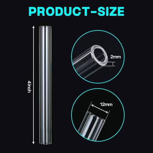 Borosilicate Glass Blowing Tubes Set - 6 Pcs, 12mm OD, 4 Inch