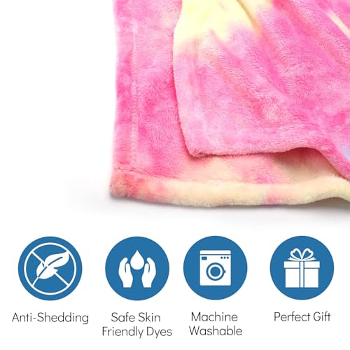 Rainbow Tie Dye Throw Blanket - Soft Flannel Fleece for Teens
