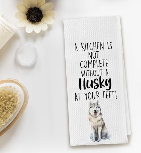 Zeghk Husky Dog Kitchen Towel - Funny Husky Decorative Dish Hand Towel 16x24 inch