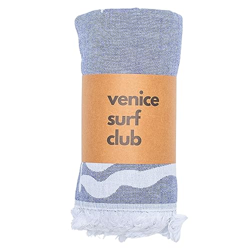Venice Surf Club Turkish Cotton Beach Towel, 40" x 70", Sail Blue