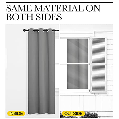 NICETOWN Blackout Sliding Door Curtain, 70"W x 84"L Thermal Drape, Silver Gray