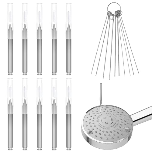 Gray Shower Head Cleaning Brush Set - 10pcs with Needle Picks