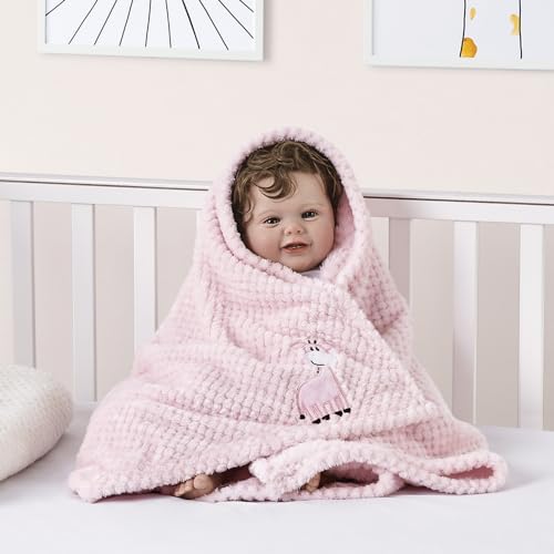 CREVENT 2-Pack 30''x40'' Soft Baby Blankets - Giraffe & Pink
