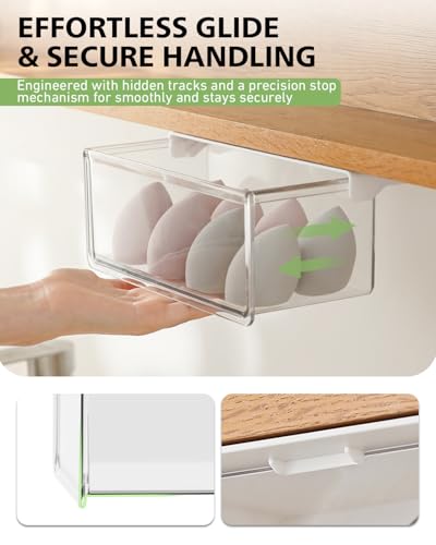 BALUCA Clear Stackable Storage Drawer – 33° Angled Acrylic Makeup Organizer for Vanity & Kitchen
