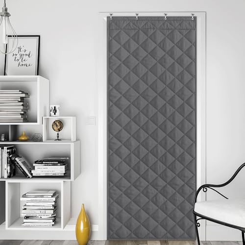 NICETOWN Grey 80-Inch Insulated Thermal Door Curtain, 32" W x 80" L, Energy Saving