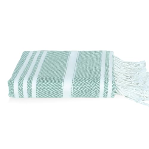 Amudeshi Turkish Beach Towel, Extra Large 36x79 Inch, Quick Dry Grass Green