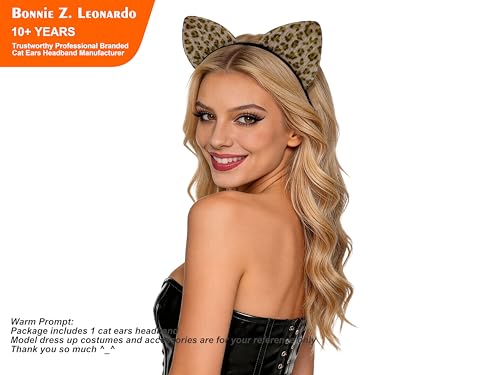 Leopard Print Cat Ears Headband Fluffy Animal Costume Hair Hoop