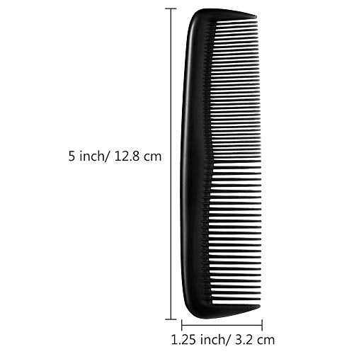 Leinuosen 12-Piece Pocket Hair Combs Fine Tooth Plastic Black Salon Travel