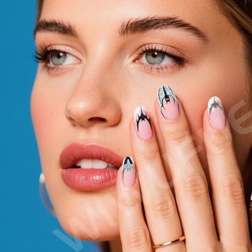 WIWUFUE 3D Bat Halloween Nail Stickers Glitter Gothic Decals 5 Sheets
