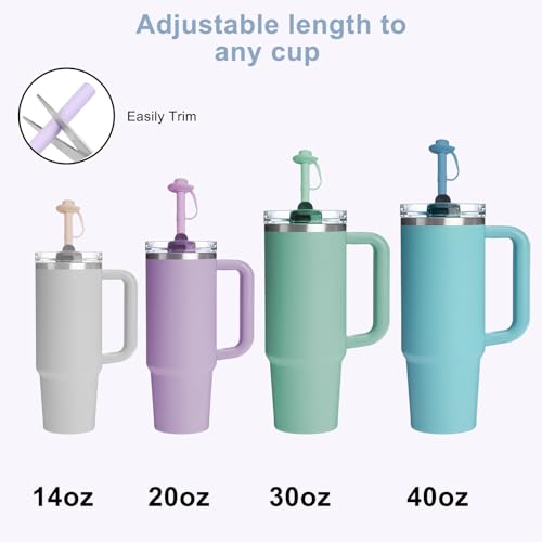 Reusable Silicone Straws for Stanley Cups - 12” Long, 4 Pack
