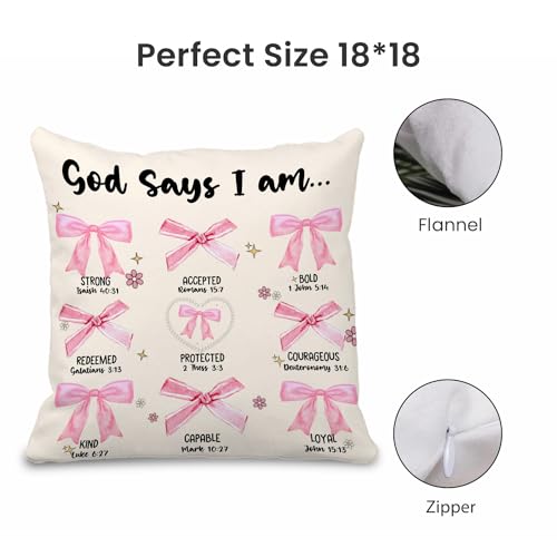 Inspirational Bible Verse Pillow Cover - 18x18 Flannel, Pink