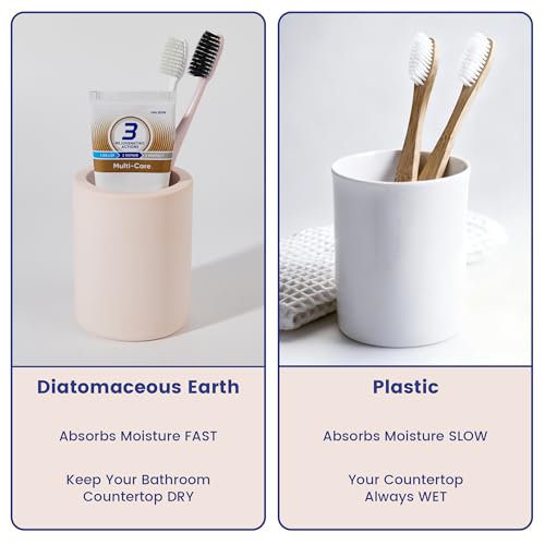 Compact Diatomite Toothbrush Holder for Bathroom - Pink