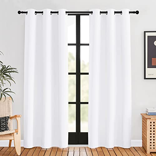 NICETOWN Light Blocking Curtain Panels, 42" x 80", Pure White, 2 Pack