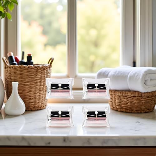 Senyango 4-Pack Mini Clear PVC Makeup Bags with Snap Closure