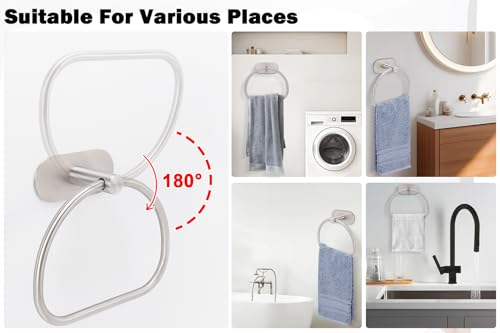 Livabber Brushed Nickel Towel Ring - 304 Stainless Steel Self-Adhesive