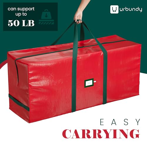 URBUNDY Heavy Duty Christmas Tree Storage Bag for 7.5 Ft Trees - Red