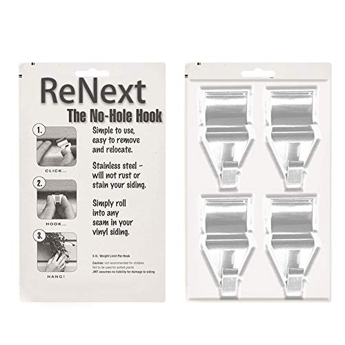 ReNext Low Profile Vinyl Siding Hooks - Stainless Steel No-Hole Hangers (2PK)