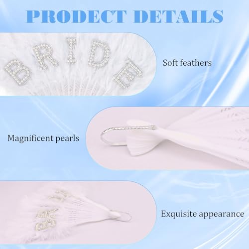 Chanaco Bride to Be Feather Hand Fan for Bachelorette Party Decorations