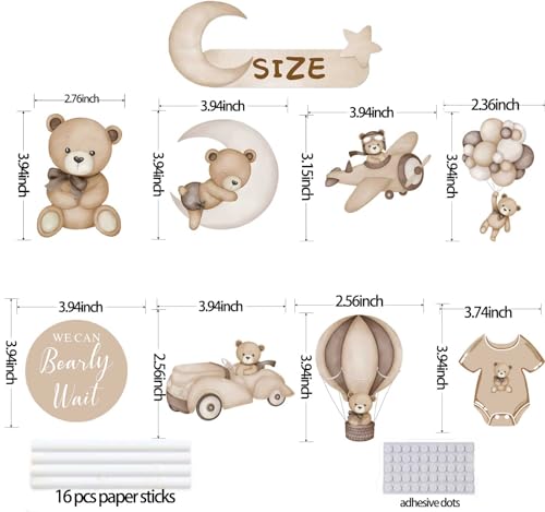 16Pcs Bear Baby Shower Centerpieces for Cake Table Decorations