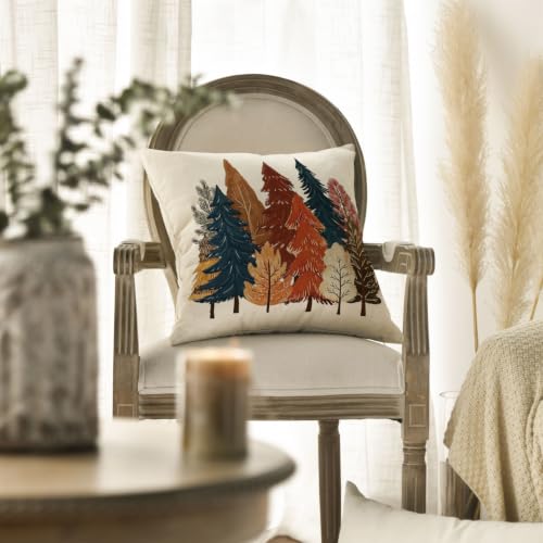 18x18 White Fall Trees Throw Pillow Cover - AVOIN colorlife