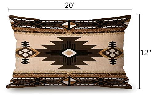 Solekla Aztec Lumbar Pillow Cover 12x20” - Cotton Linen Decorative Cushion