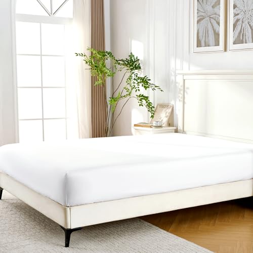 Queen Fitted Sheet - Soft & Cooling White Microfiber, 16" Deep Pocket