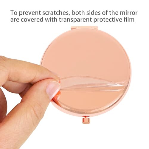 Engraved Pocket Compact Mirror - 2.6” Round Metal Double Sided 1X/2X