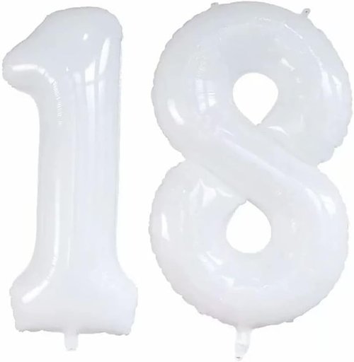 GOER Jumbo 18 Inch Foil Balloons - Sweet 18 Birthday Party Decorations | White Helium Balloons for 81st Birthday