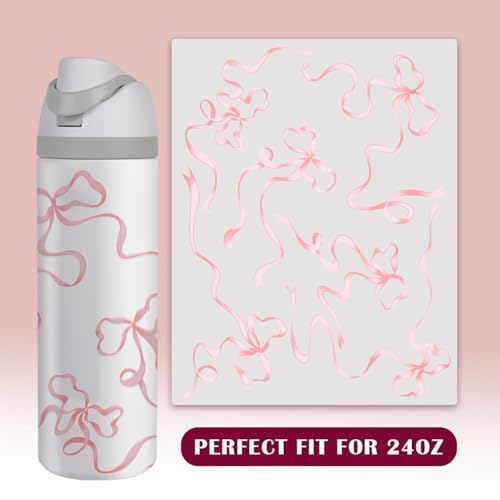 4PCS Bows Stickers for Owala Water Bottle, Stickers Waterproof Compatible with Urban Outfitters Owala Bottles, Tumbler Cup Accessories Decal Decorate (4 Color, 24oz)