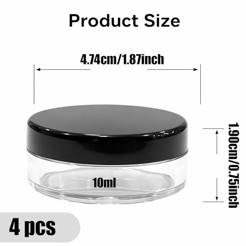 Chedin 4 Pcs Refillable Loose Powder Containers 10ml Travel Size