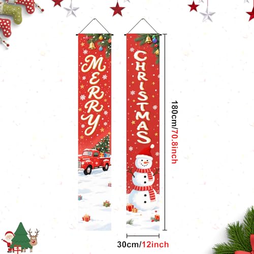 BlissYard Christmas Porch Banners 12x71 Inch Snowman Hanging Decor