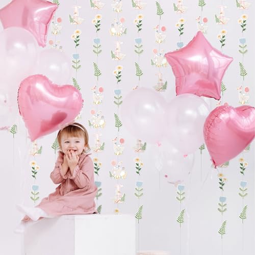 One Silly Goose Birthday Decorations Set - 6 Pink Paper Garlands