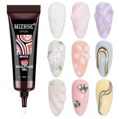 MIZHSE 3D Nail Sculpting Gel - 15ml Milky White Carving Molding Gel