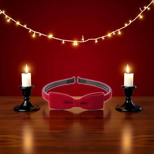 Burgundy Red Bowknot Headband Non-Slip Toothed Hairband for Women