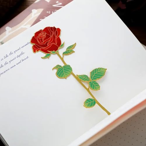 2pcs Elegant Metal Rose and Peony Bookmarks with Tassel Clips