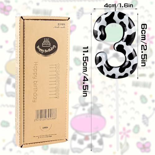 Cxryrzhe Cow Number 1 Birthday Candle - Black Metallic 6cm Cake Topper for Kids & Celebrations