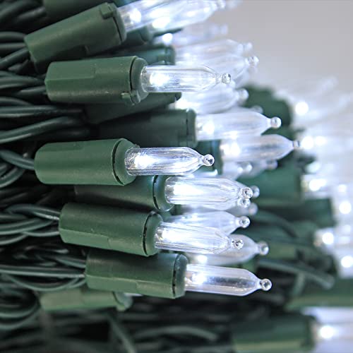 Cool White Christmas Lights on Green Wire 50 Feet - UL Certified Indoor Outdoor