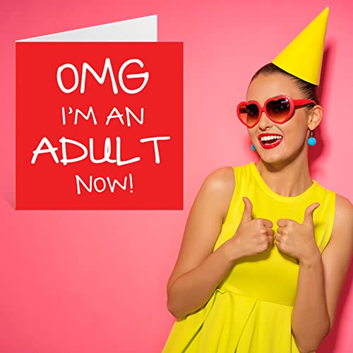 Funny 18th Birthday Card - OMG I'm an Adult Now | Humor for Him/Her