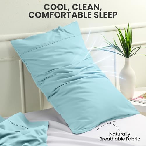 Spa Blue King Size Pillow Cases Set of 4, Ultra Soft Microfiber