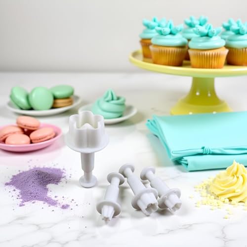 8-Piece Flower Plunger Cookie Cutter Set for Baking & Cake Decorating