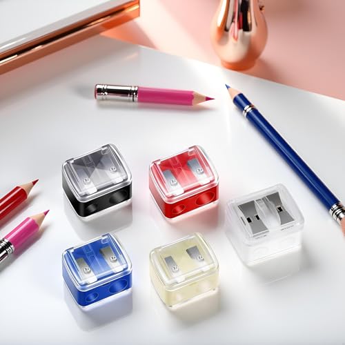 Mozff Dual Hole Makeup Pencil Sharpener 4-Pack for Eyeliner and Brow