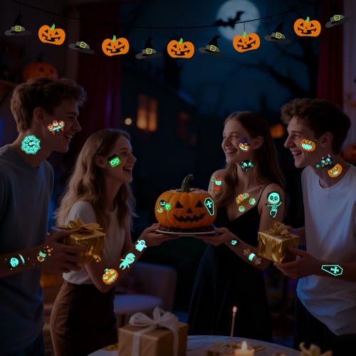 Seqiuay Glow in the Dark Halloween Temporary Tattoos - 10 Sheets
