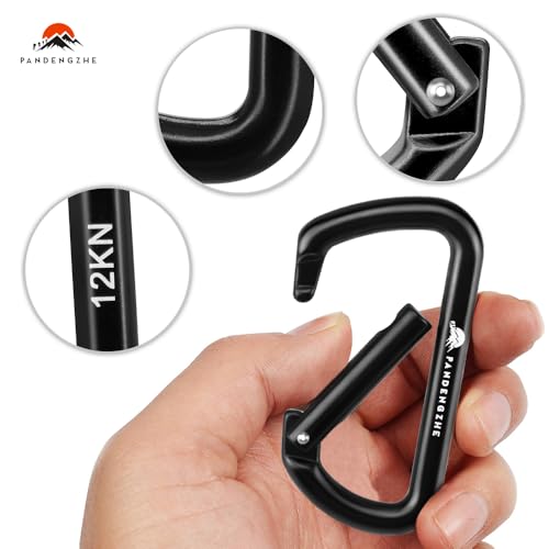 2 Pack Carabiner Clips, 3.2" Lightweight D Shape Carabeaner, Strong and Heavy Duty Hold Max 12KN (2697 lbs Each) for Large Dog Leash, Camping, Hiking, Hammock, Keychains
