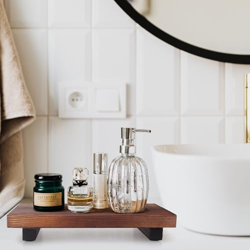 Small Wood Bathroom Tray - 8.6" Farmhouse Countertop Riser for Soap