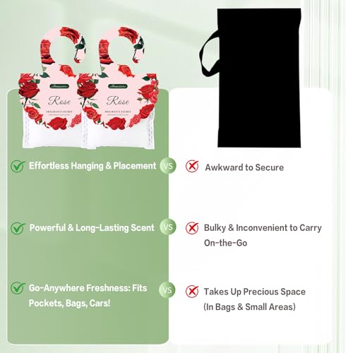Joanssore 15-Pack Rose Scented Sachets for Drawers and Closets