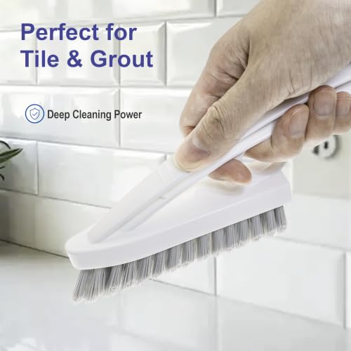 YUOILHY 3-Pack V-Shaped Grout Cleaner Brush Set - Stiff Nylon Bristles for Tile, Shower & Floor Cleaning