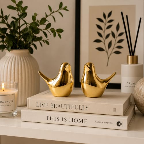 Small Gold Bird Figurine Set – Modern Decorative Sculptures