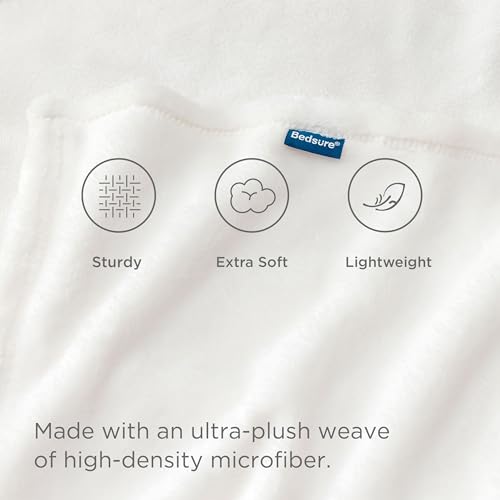 Bedsure GentleSoft Fleece Blanket California King White - Soft & Cozy 102x96