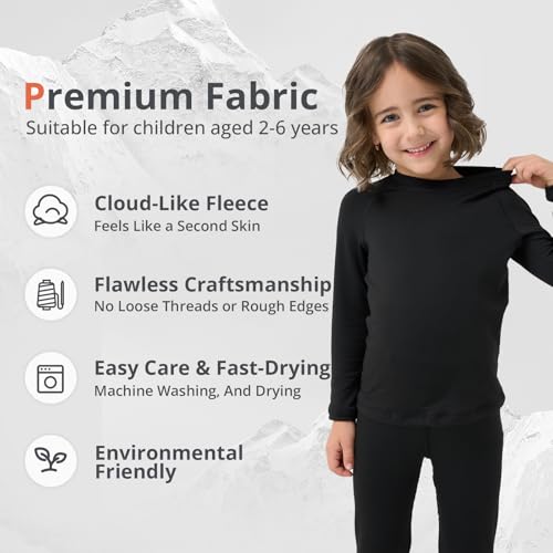 2T-6Y Fleece Lined Toddler Thermal Top, Thermal Underwear for Kids Toddler Base Layer Shirt for Boys Girls